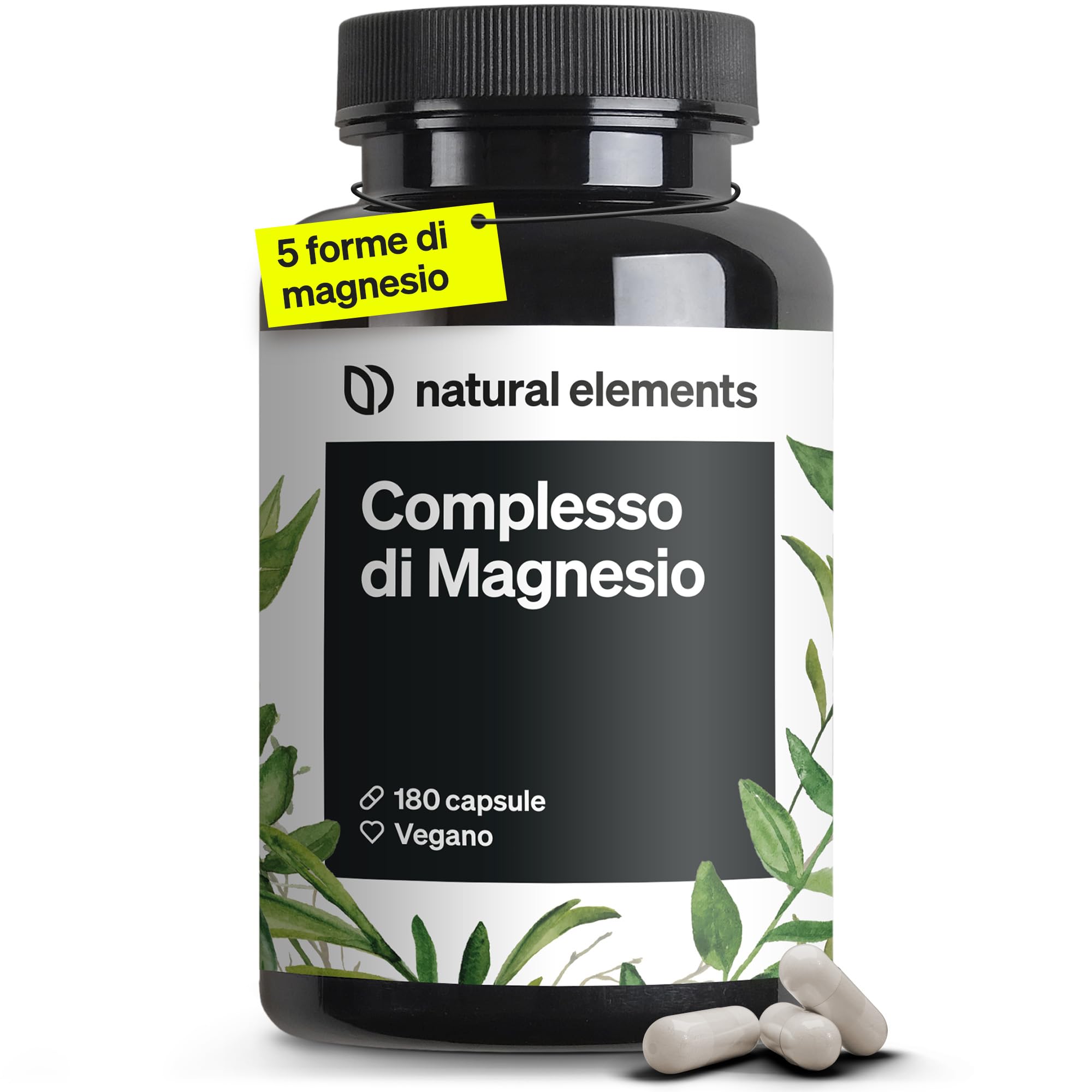 Magnesio Completo – qualità premium: a base di 5 composti di alta qualità – 400 mg di magnesio elementare per dose giornaliera